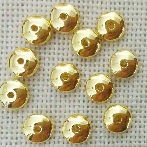 Perle ronde plate dorée - 8mm x10