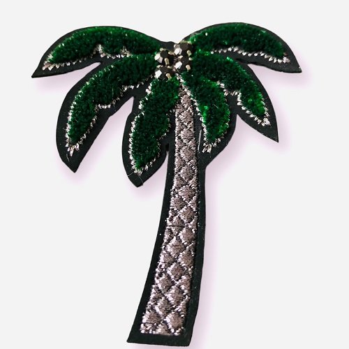 Patch "palmier" vert et argent - 8,5cm x 7cm