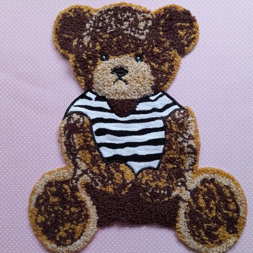 Applique ours marron à coudre en polyester doux pour customisation de vêtement d'enfant, couette de bébé, couverture, 10,00 cm.