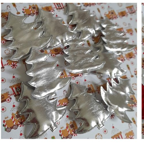 Stickers sapins de noël argent, par 20, pour vos décorations de noël, de 4,00 cm de haut.