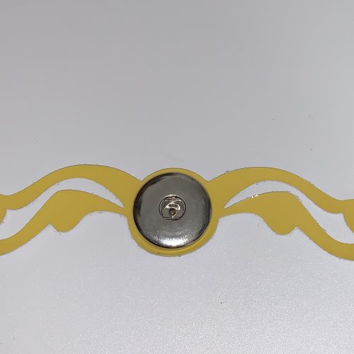 Bracelet femme en cuir véritable jaune ajouré pour bouton pression interchangeable 30mm
