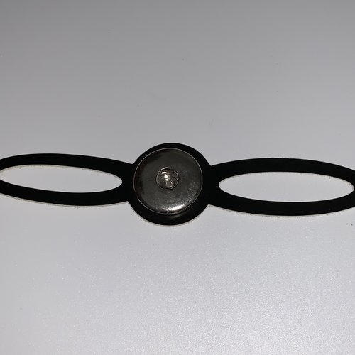 Bracelet femme en cuir véritable noir ajouré pour bouton pression interchangeable 30mm