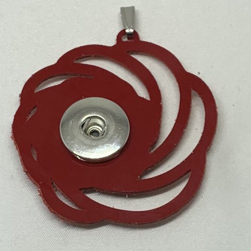 Pendentif femme en cuir véritable rouge vernis pour bouton pression interchangeable de 18mm