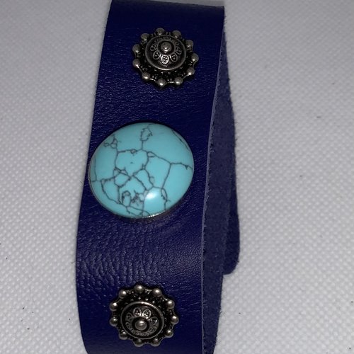 Bracelet pour homme cuir véritable et son bouton pression interchangeable de 18mm