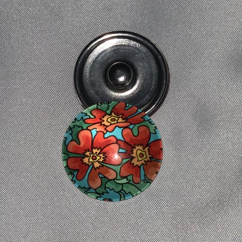 1 maxi bouton pression 30mm série fleurs vintage 1
