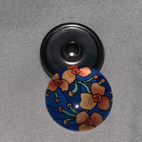 1 maxi bouton pression 30mm série fleurs vintage 6