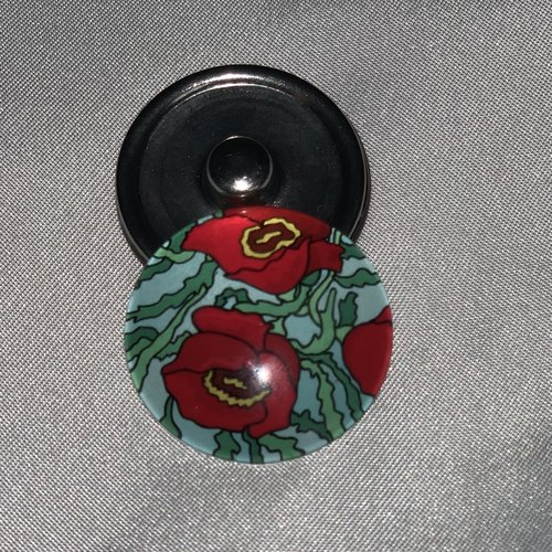 1 maxi bouton pression 30mm série fleurs vintage 10