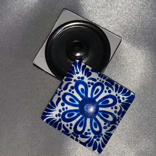 1 maxi bouton pression carré 30mm série azulejos motif 1