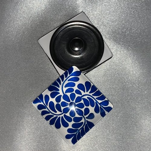 1 maxi bouton pression carré 30mm série azulejos motif 5