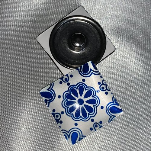 1 maxi bouton pression carré 30mm série azulejos motif 6