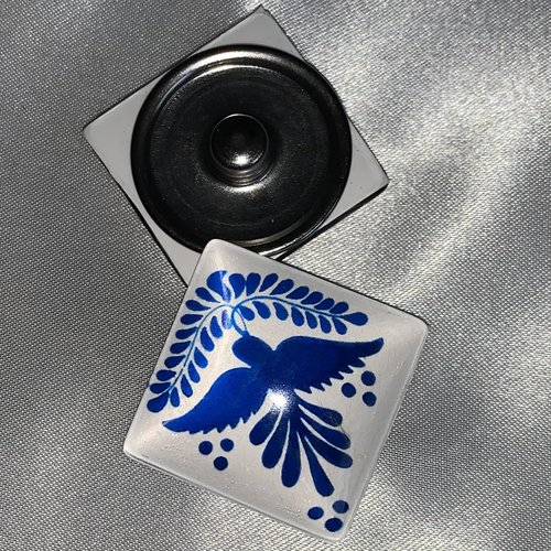 1 maxi bouton pression carré 30mm série azulejos motif 8