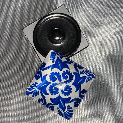 1 maxi bouton pression carré 30mm série azulejos motif 9