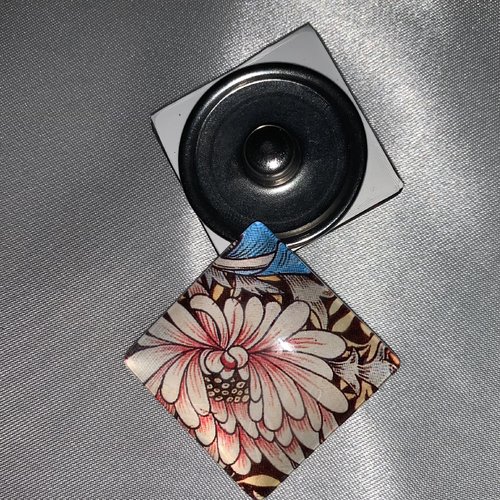1 maxi bouton pression carré 30mm série fleurs vintage motif 8