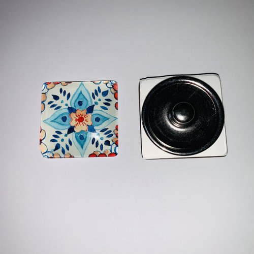1 maxi bouton pression carré 30mm série vintage motif 2