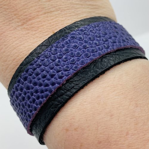 Bande de cuir imprimé violet pour bracelet transformable 25mm (5)