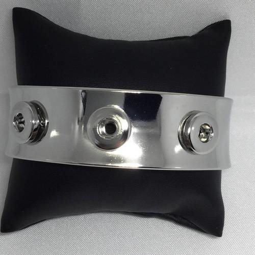 Bracelet en métal  pour 3 minis boutons pression chunk  interchangeables de 12mm 