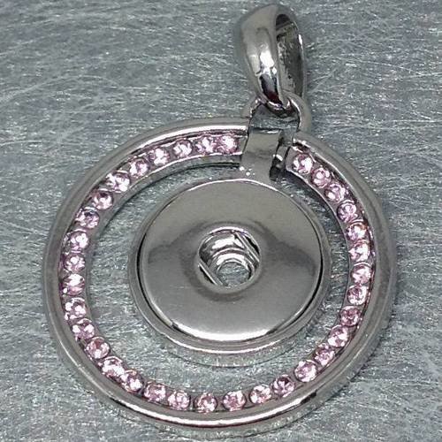 Support pendentif strass roses pour bouton pression chunk 18 à 25mm 