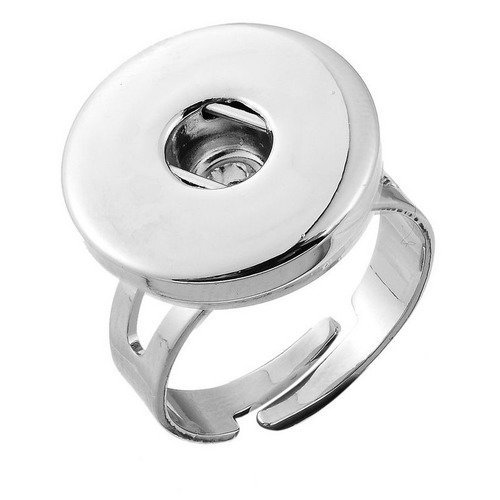 X 1 bague anneau réglable support pour bouton pression métal argenté 18,1 mm