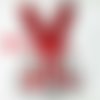 X 1 grande applique-écusson-patch thermocollant roger le lapin perle sequin ton rouge 28 x 40 cm