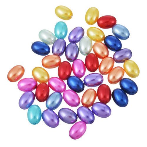X 50 mixte perles intercalaires ovale multicolore acrylique 11 x 7,5 mm 