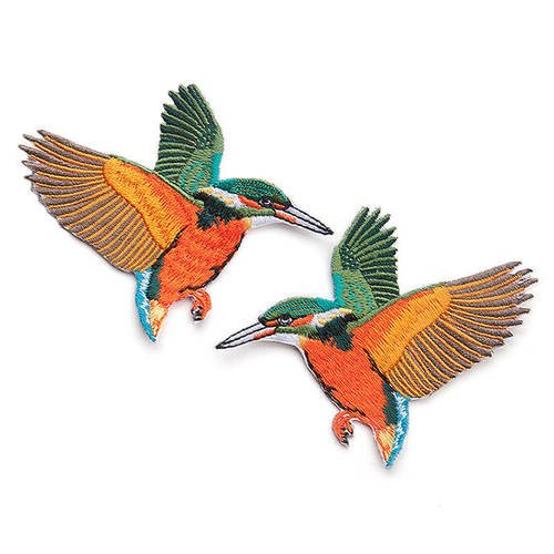 X 2 oiseaux applique écusson/patch thermocollant  8,6 x 6,8 cm  n°2 