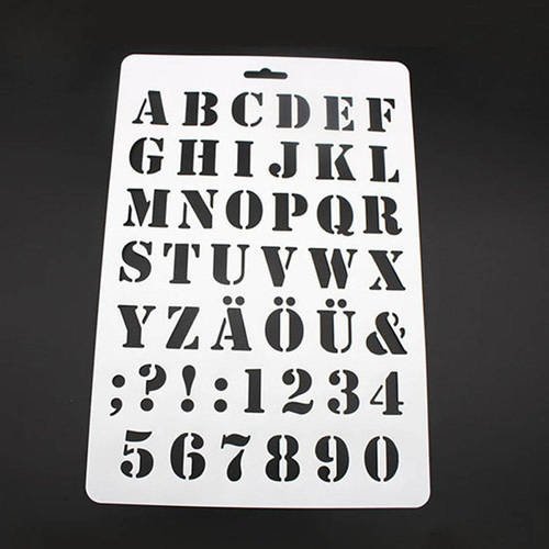 X 1 grand pochoir motif lettres/alphabet,chiffres en plastique 30,7 x 20,7 cm