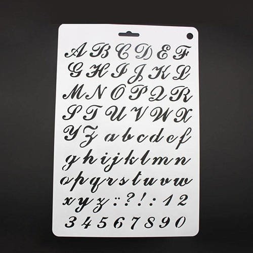 X 1 grand pochoir motifs lettres/alphabet,chiffres en plastique 30,7 x 20,7 cm 