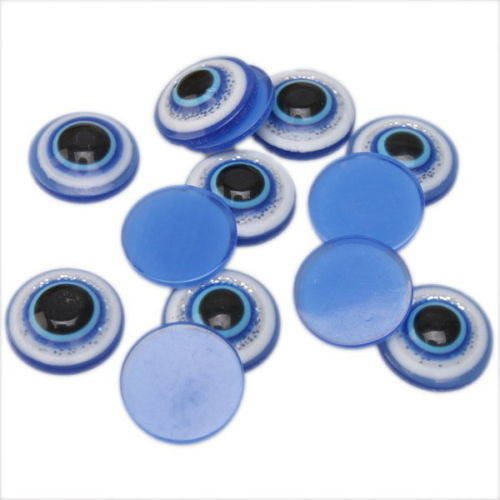 X 10 embellissements œil maléfique ton bleuà coller en résine 14 mm 