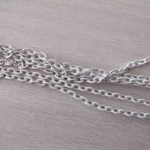 X 1 mètre de chaîne à maille en métal blanc 
