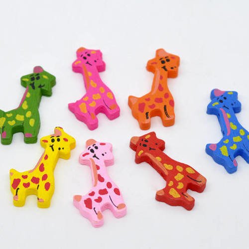 X 10 mixte perles en bois girafe multicolore à motif pois 36 x 18 mm 