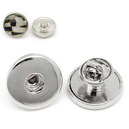 X 1 support bijoux"pin's"pour bouton pression métal argenté 19 mm 