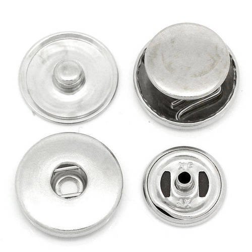 X 5 sets de boutons à recouvrir à pression en aluminium argenté 19/18/15 mm