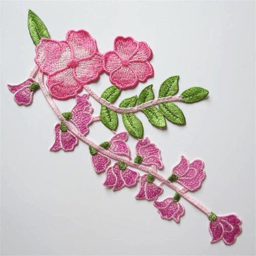 X applique guipure dentelle fine floral ton rose  ma14 