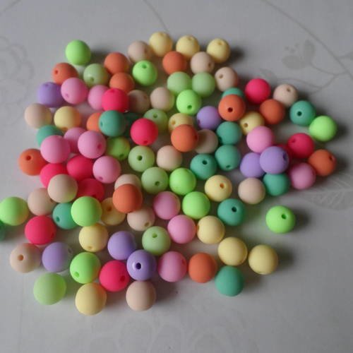 X 20 mixte perles intercalaires ronde boule multicolore acrylique 10 mm 