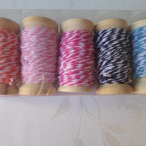 X 5 mixte bobines de ficelles bakers twine 5 couleurs en coton 