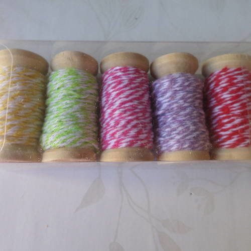 X 5 mixte bobines de ficelle bakers twine 5 couleurs en coton 