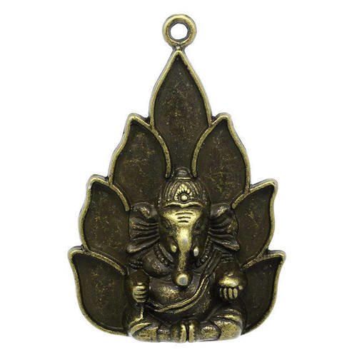X 1 pendentif/breloque bouddha éléphant couleur bronze 5,3 x 3,6 cm 