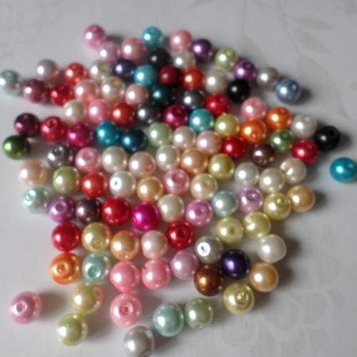 X 20 mixte perles ronde en verre multicolore satiné 8 mm 