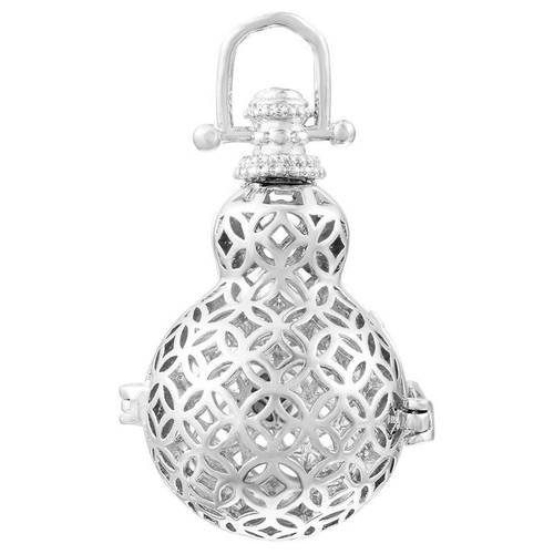X 1 pendentif cage de bali bola forme gourde pour bille d'harmonie bébé argenté 4,2 x 2,5 cm 