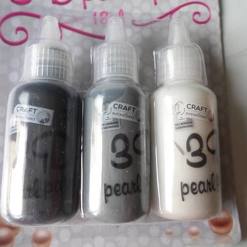 X 3 mixte flacons de peinture 3d effet perle nacré de 3 couleurs différentes 