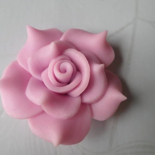 X 1 grosse perle fleur rose/mauve en pâte polymère 40 mm 