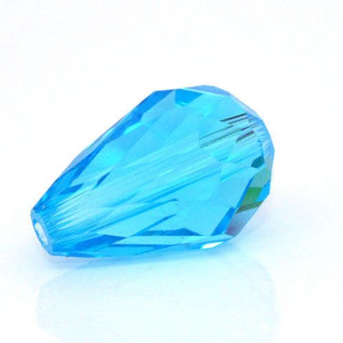 X 10 perles goutte d'eau cristal verre bleu 12 x 8 mm 