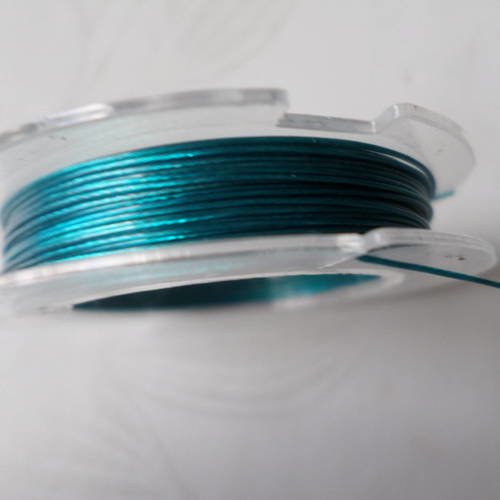X 1 bobine de 10 mètres de fil d'acier turquoise pour création 0,45 mm 