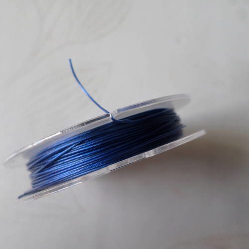 X 1 bobine de 10 mètres de fil d'acier pour création bleu foncé 0,45 mm 