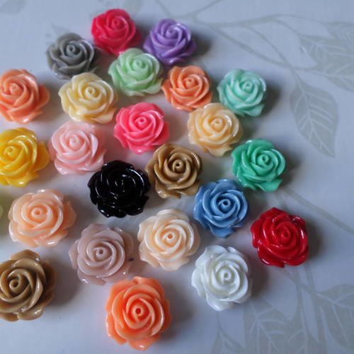 X 1 lot de 24 mixte cabochons résine multicolore 14,5 mm 