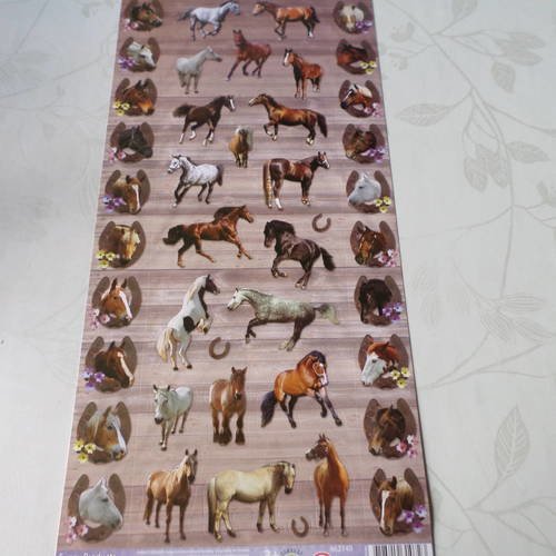 X 1  grande planche de stickers autocollant sur le thème des chevaux