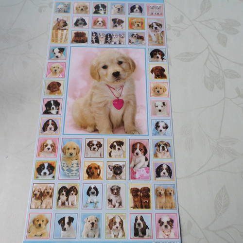 X 1 grande planche de stickers autocollants motif chien 