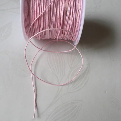 X 5 mètres de fil cordon macramé coton ciré rose clair 1 mm 