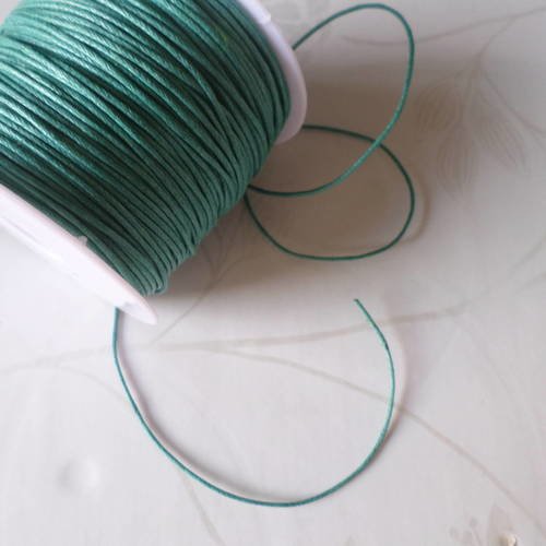 X 5 mètres de fils cordon macramé coton ciré vert 1 mm 