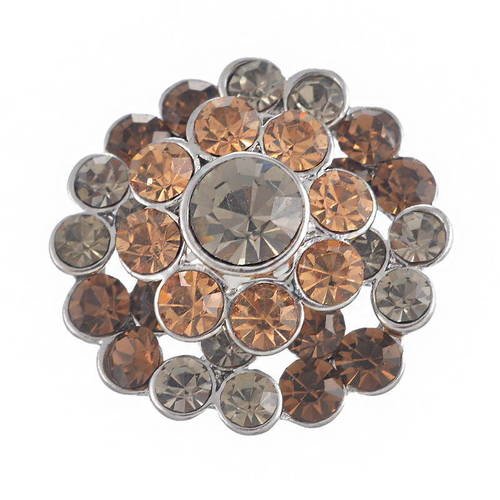 X 1 bouton pression(pour bijoux)fleur strass marron 20 mm 